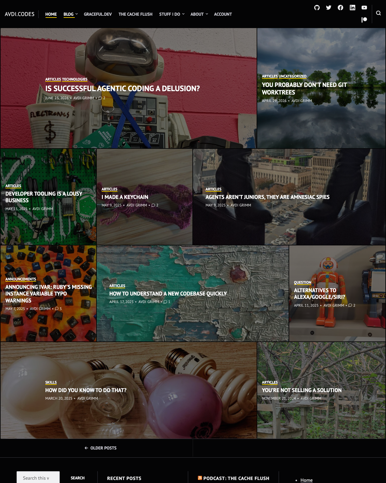 Screenshot of Avdi Grimm's blog