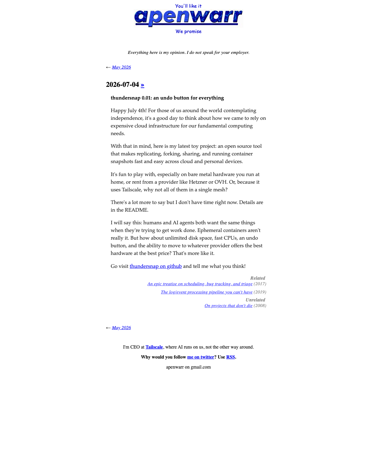Screenshot of Avery Pennarun's blog