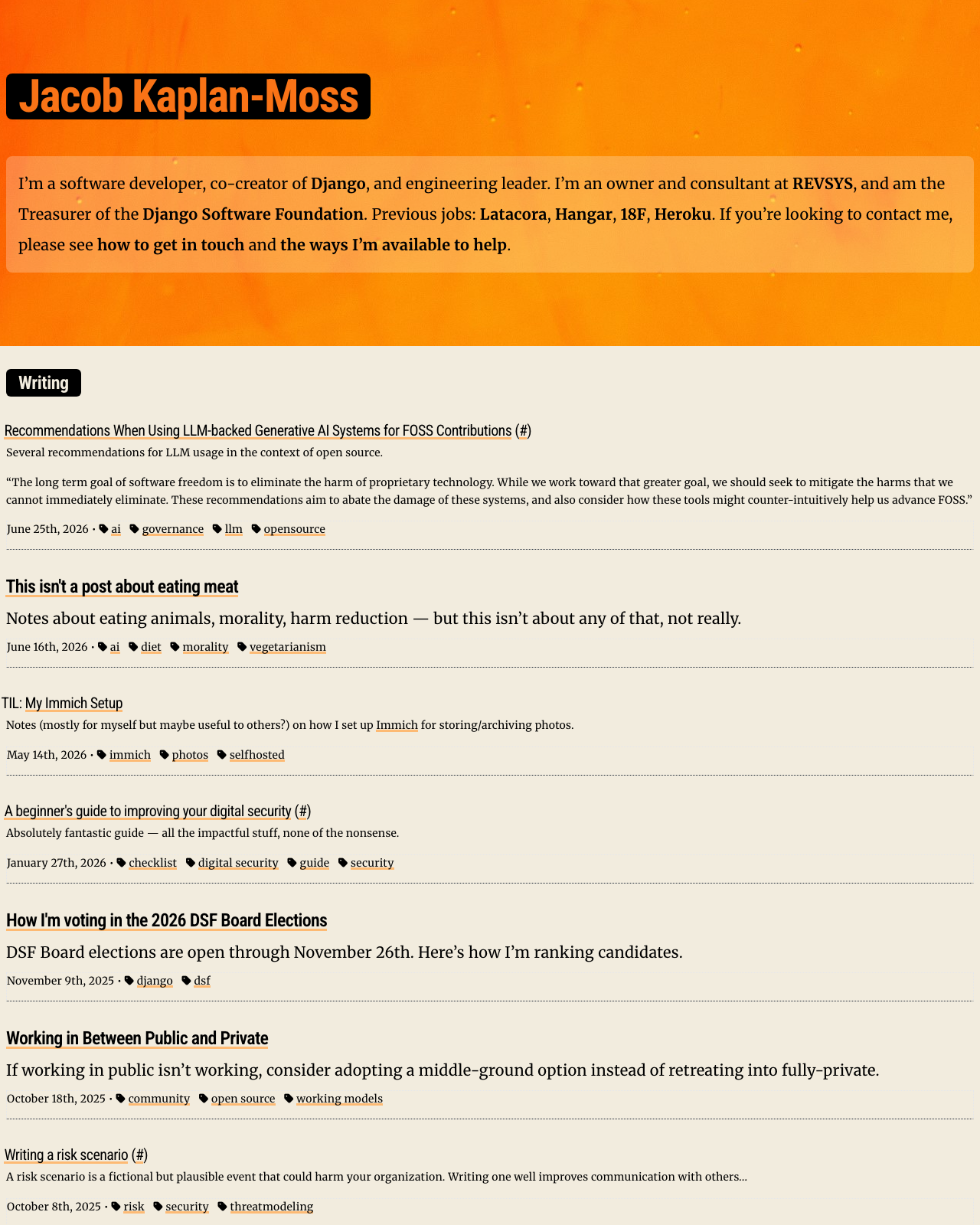 Screenshot of Jacob Kaplan-Moss's blog