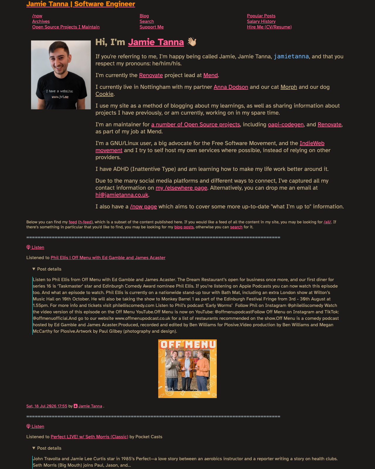 Screenshot of Jamie Tanna's blog