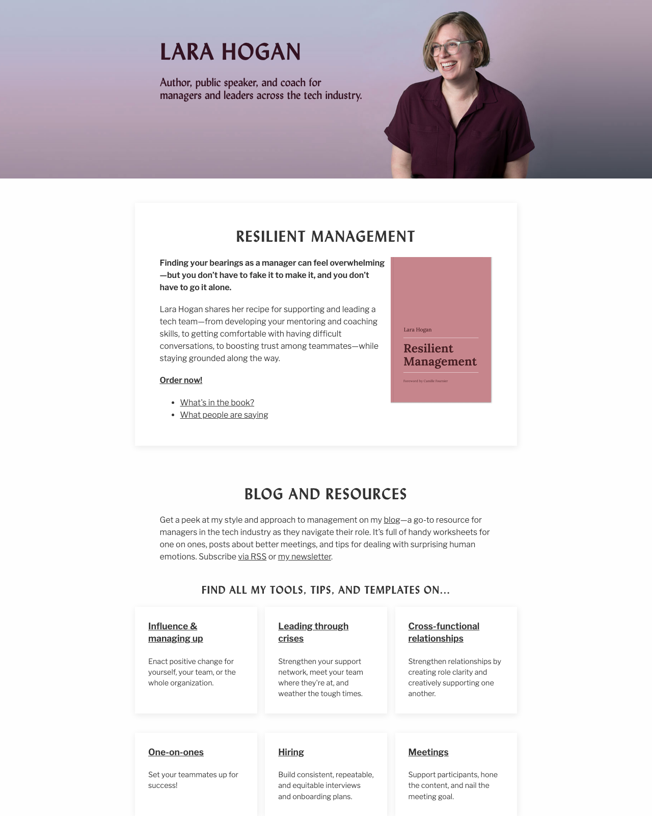 Screenshot of Lara Hogan's blog