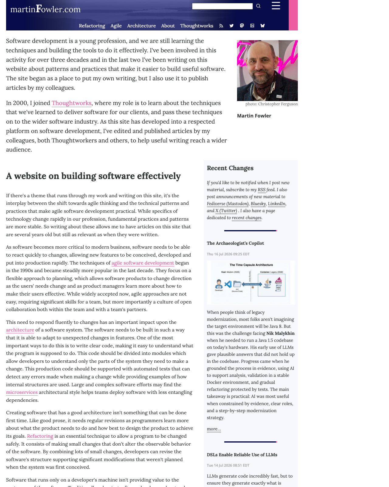 Screenshot of Martin Fowler's blog