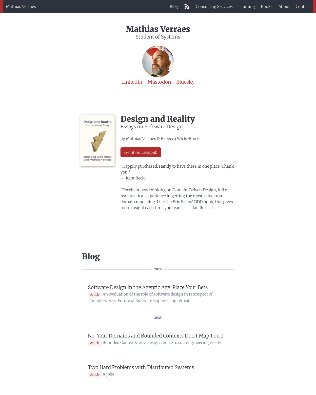 Screenshot of Mathias Verraes's blog