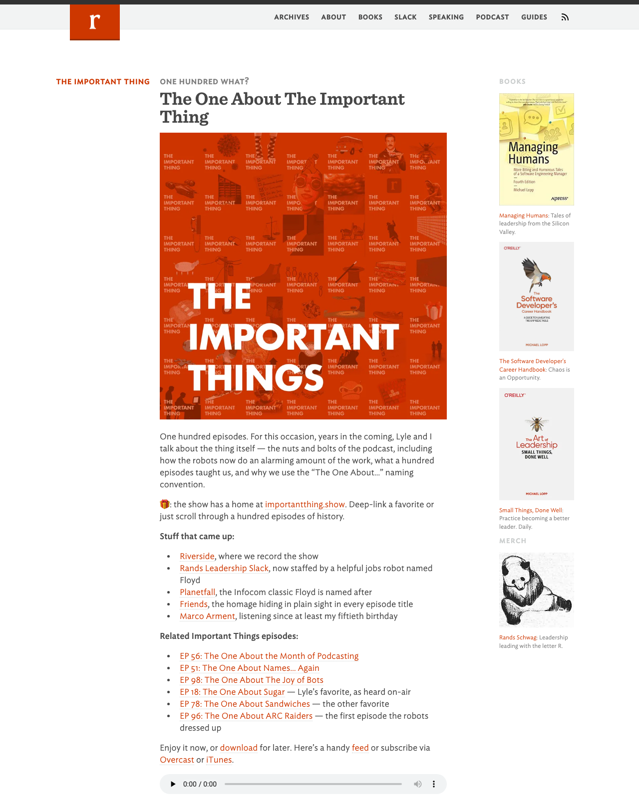 Screenshot of Michael Lopp (Rands)'s blog