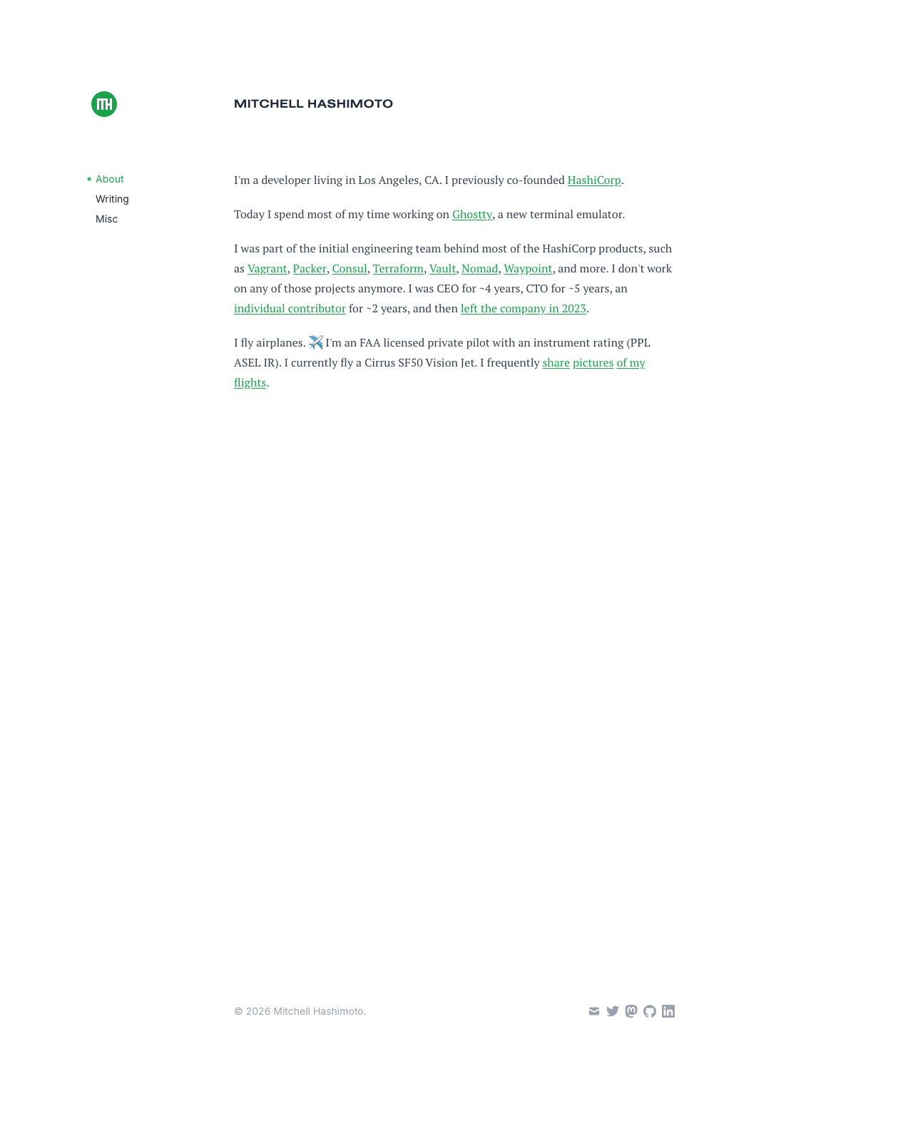 Screenshot of Mitchell Hashimoto's blog