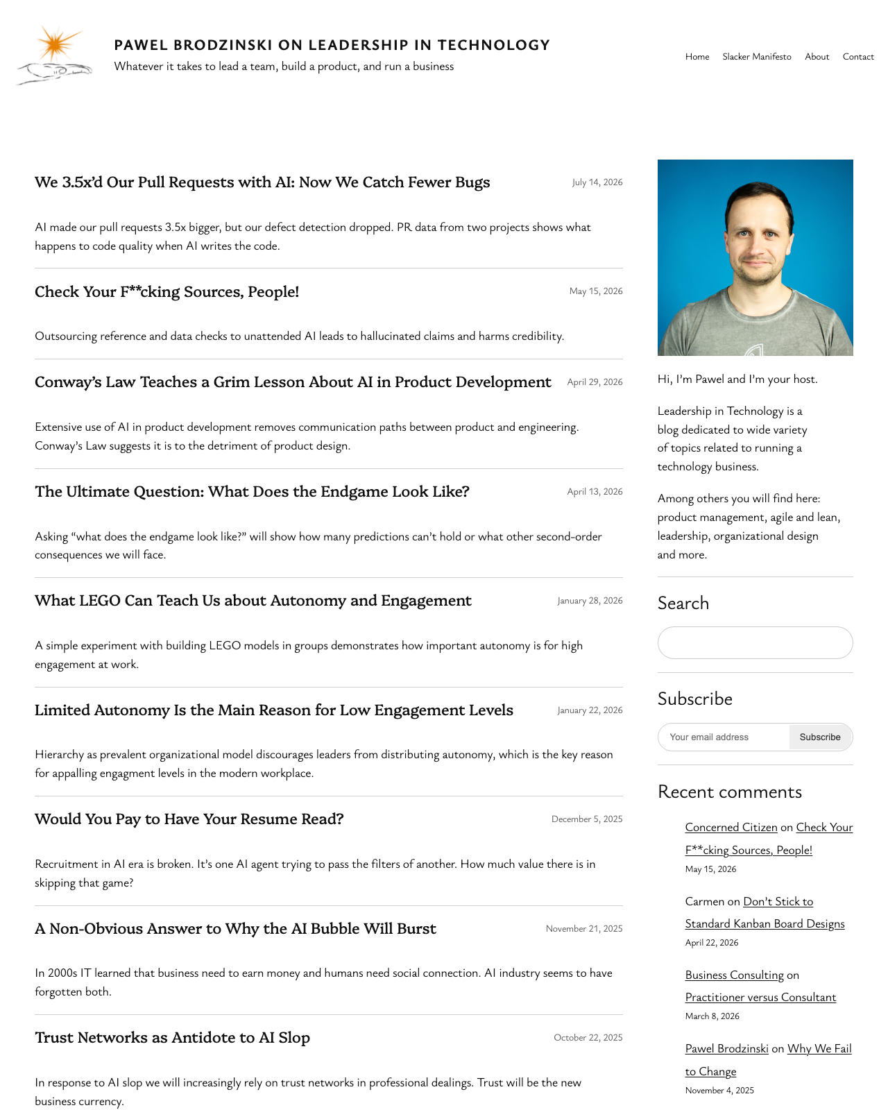 Screenshot of Pawel Brodzinski's blog
