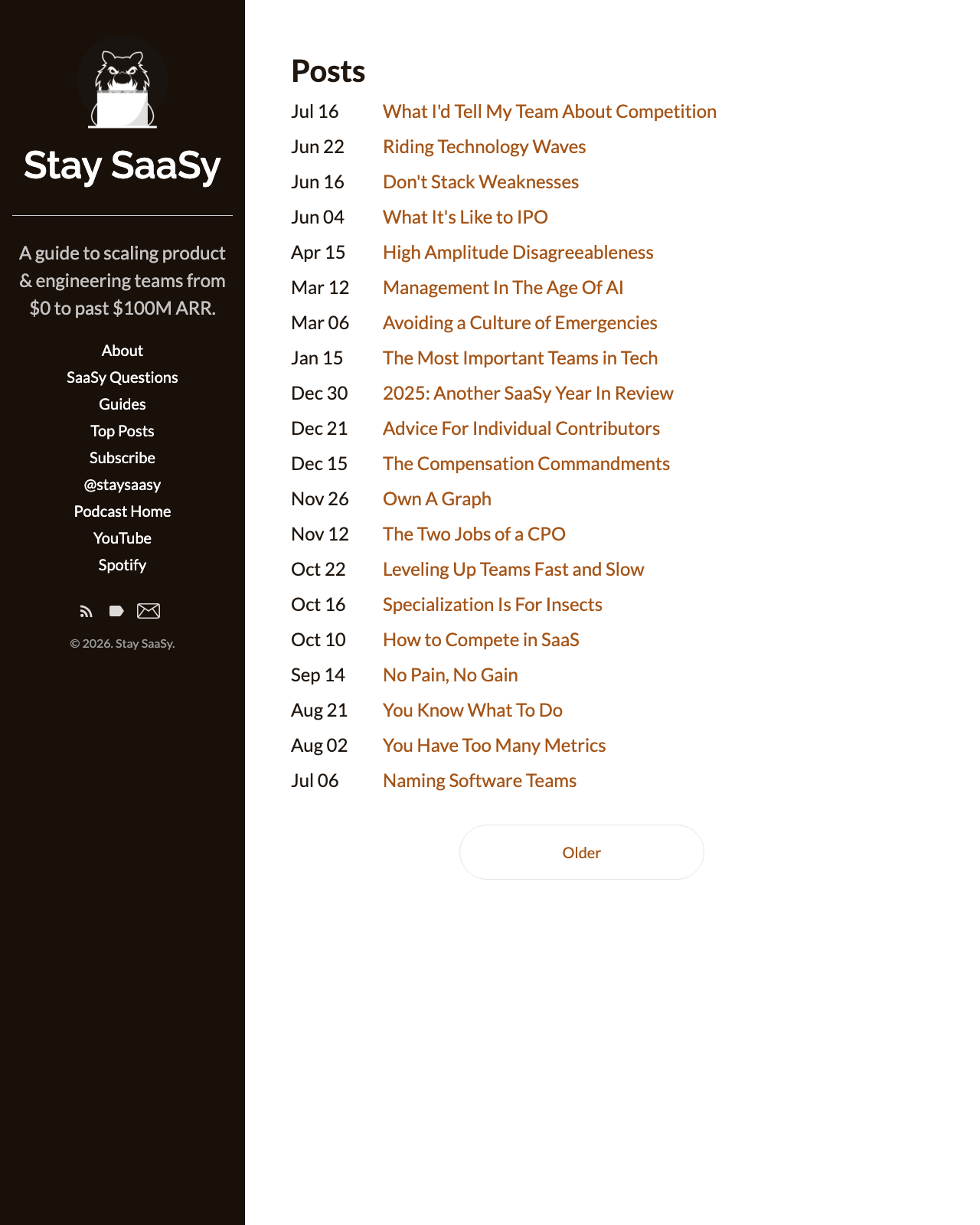 Screenshot of Stay SaaSy's blog