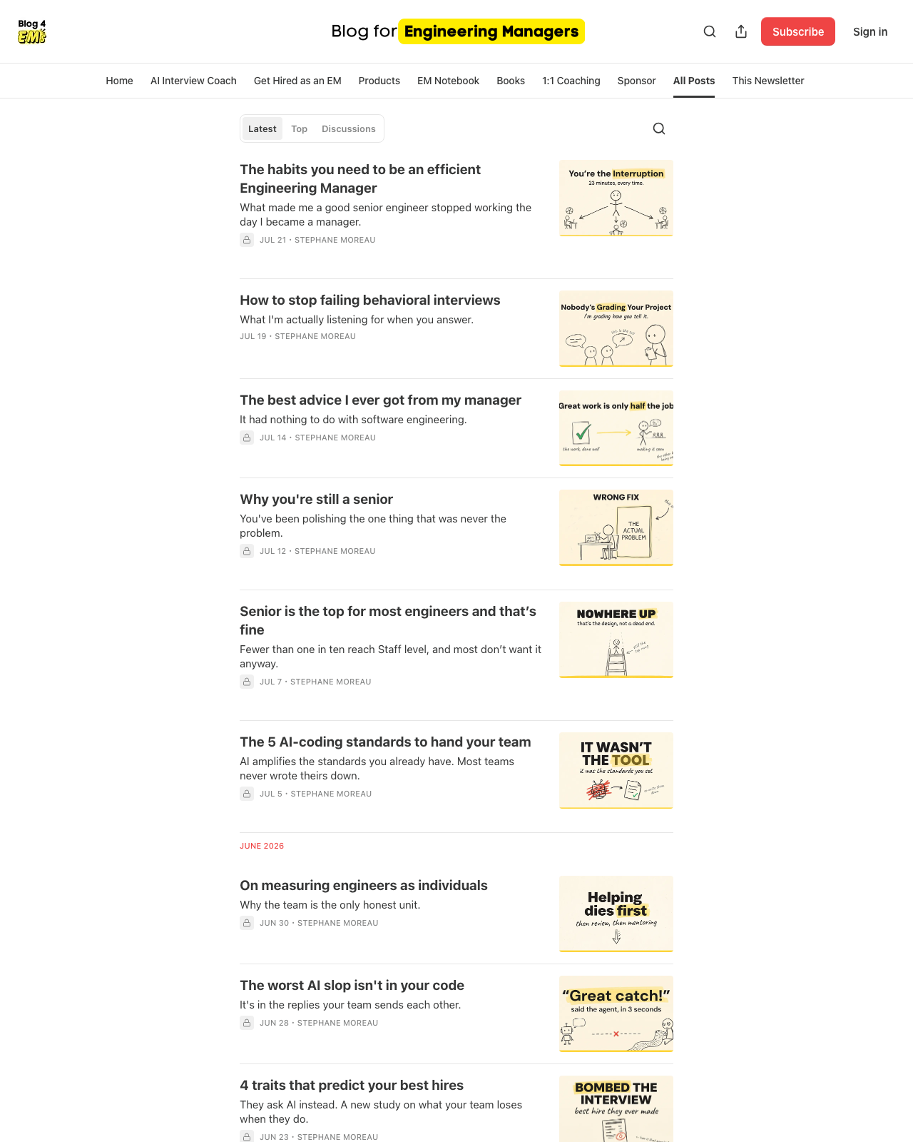 Screenshot of Stephane Moreau's blog