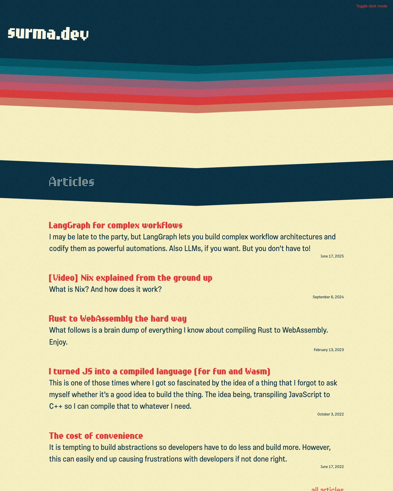 Screenshot of Surma's blog
