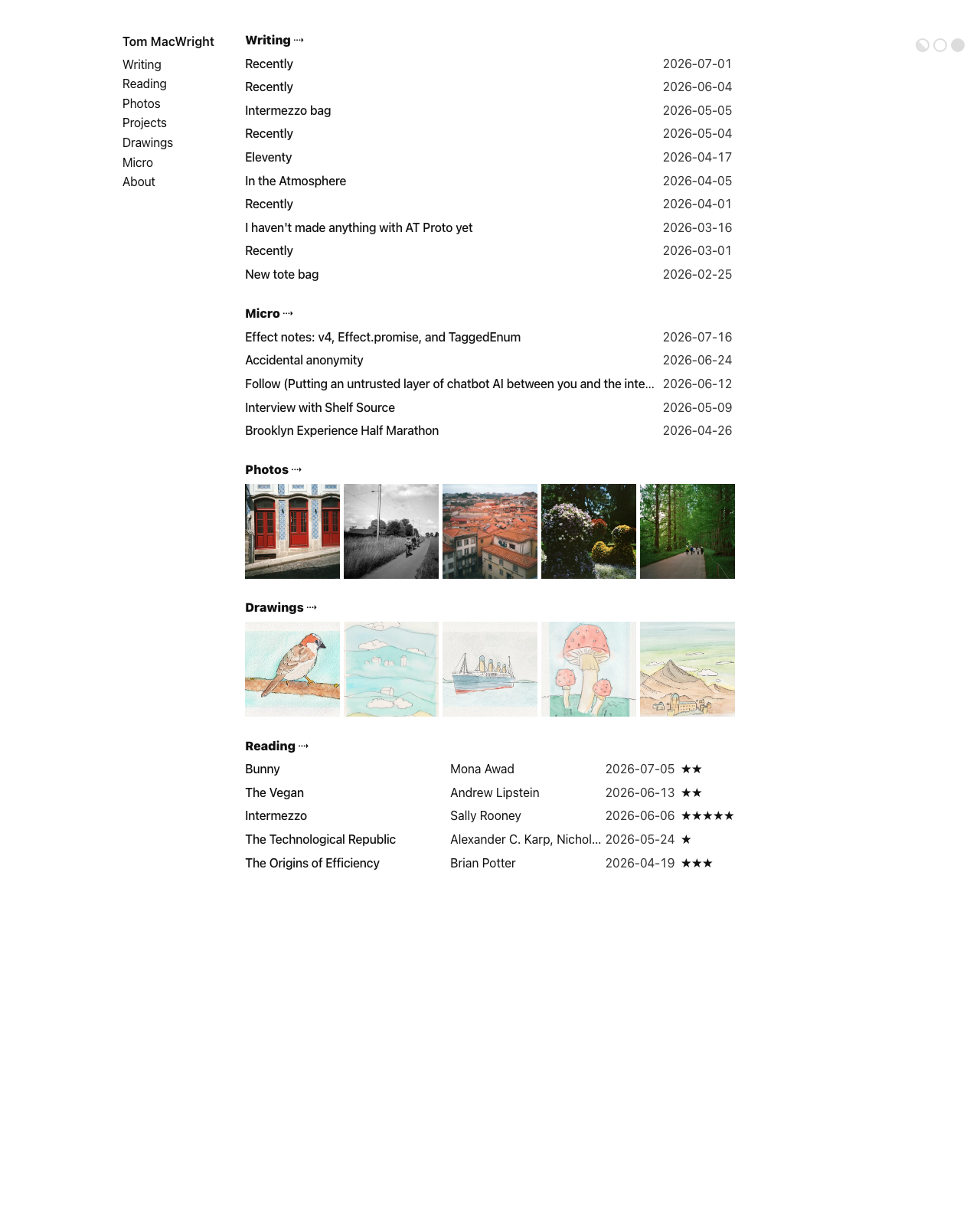 Screenshot of Tom MacWright's blog