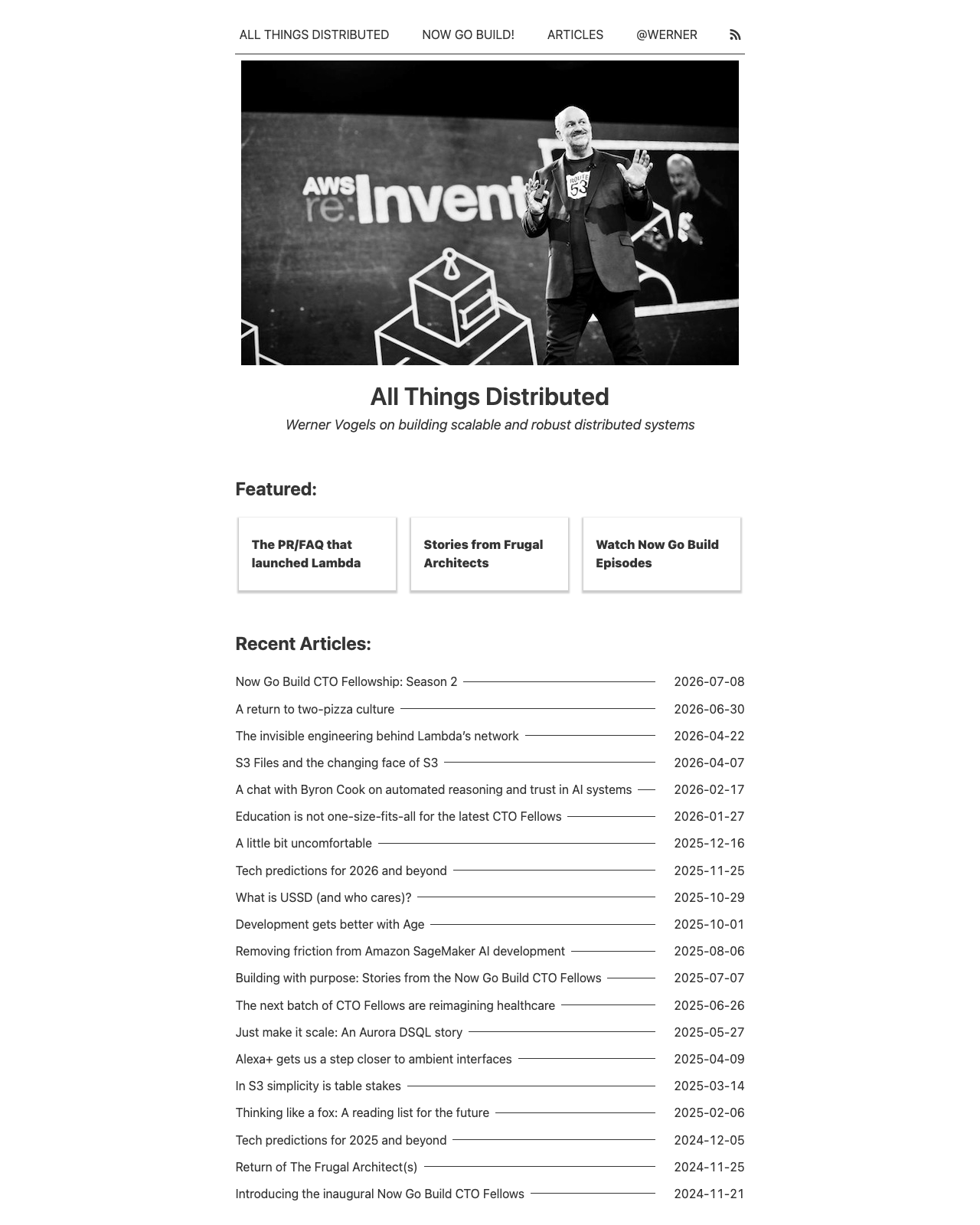 Screenshot of Werner Vogels's blog